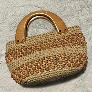 Summer clean out!!  Vintage beaded bag with solid wood handles